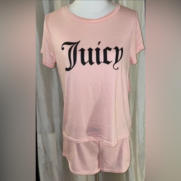 New! Juicy Couture Dreamy Pink/Black Logo PJ/Lounge Short Set Size L👑Final Price - Picture 3 of 15